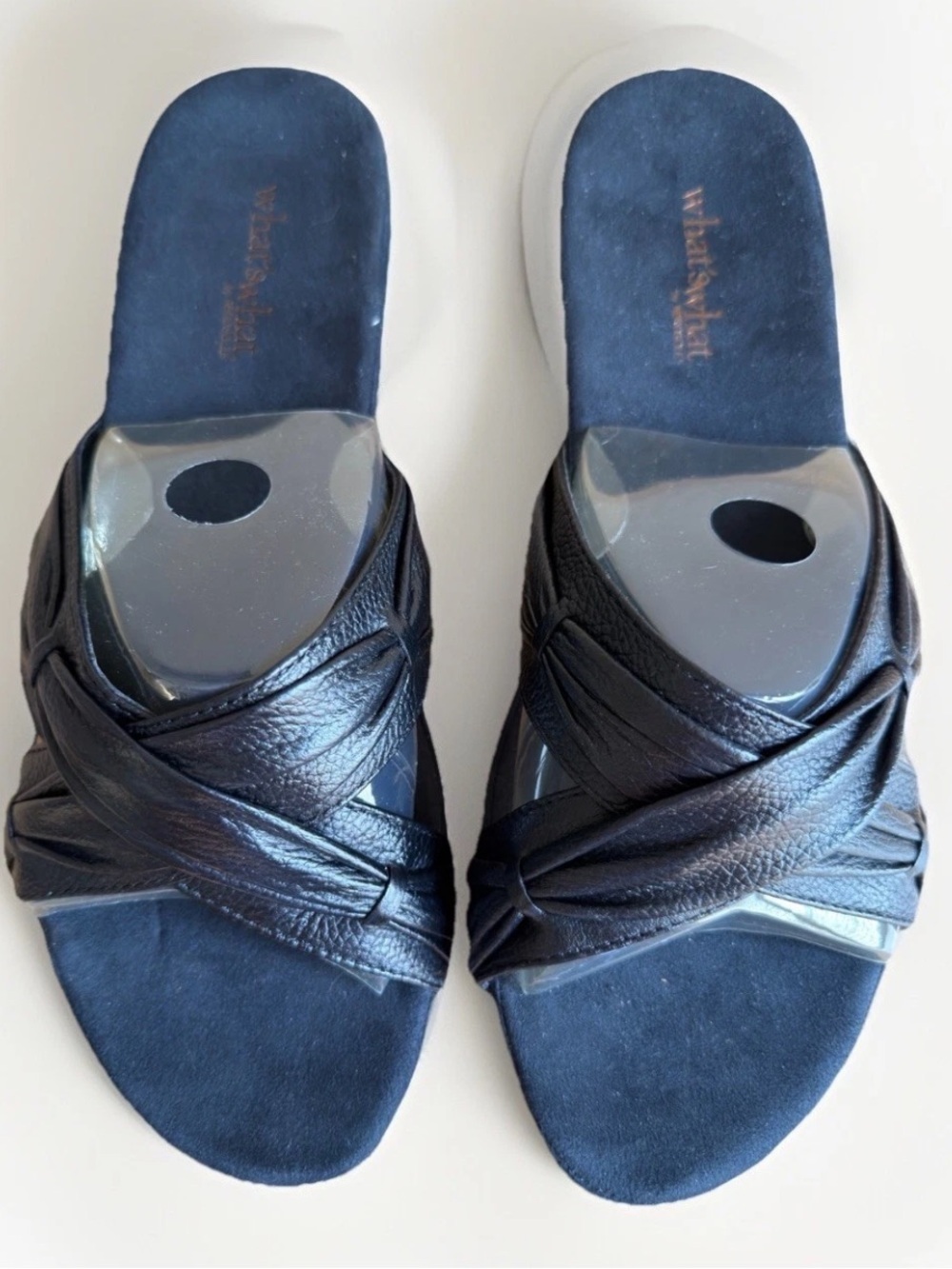 Aerosoles What's What Black Leather Open Toe Sandal Slip On Women’s 8.5 New Box